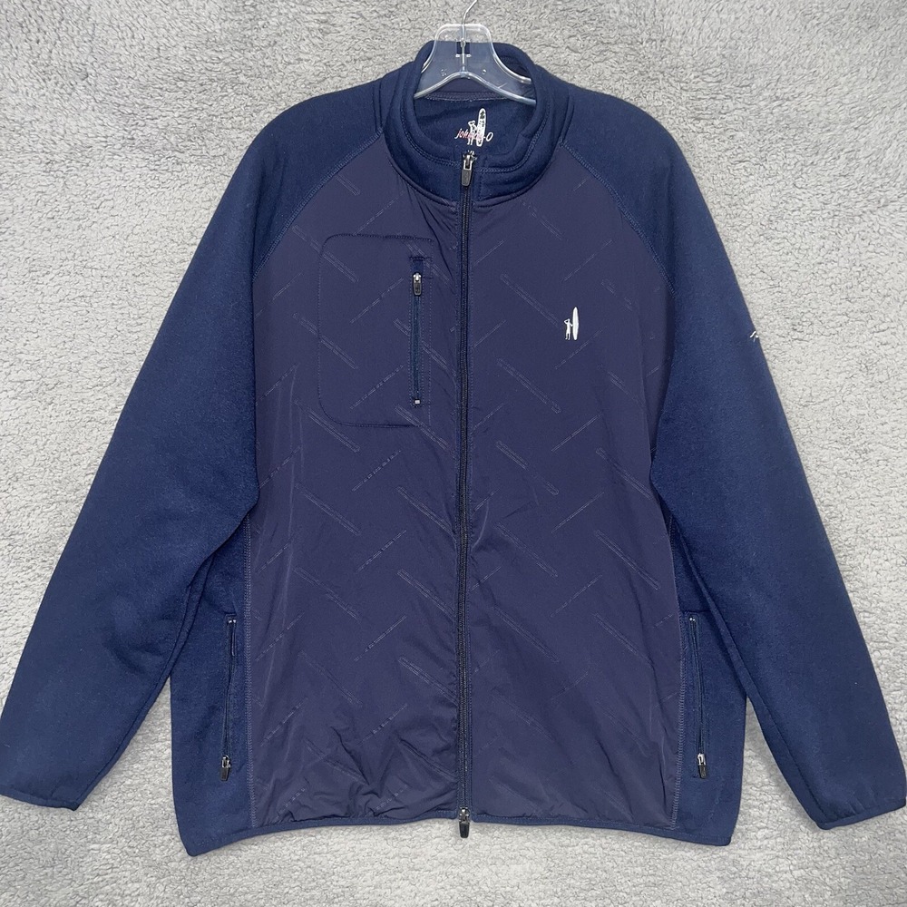 johnnie-O Jacket Men's Sz XL Navy Blue Quilted Mario Mixed‎ Media Full Zip Light
